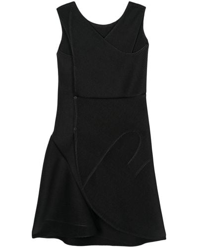 Issey Miyake Leather Like Pleats Mini Dress - Black