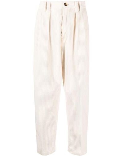 Brunello Cucinelli Corduroy Tapered Cotton Pants - White