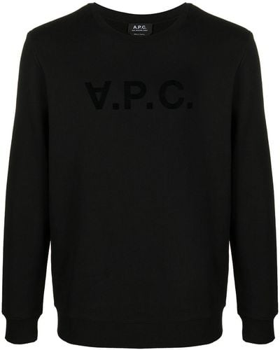 A.P.C. Logo-Print Crew Neck Sweatshirt - Black