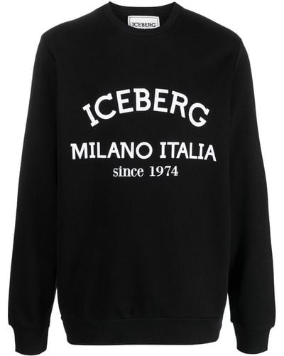 Iceberg Logo-print Cotton Sweatshirt - Black