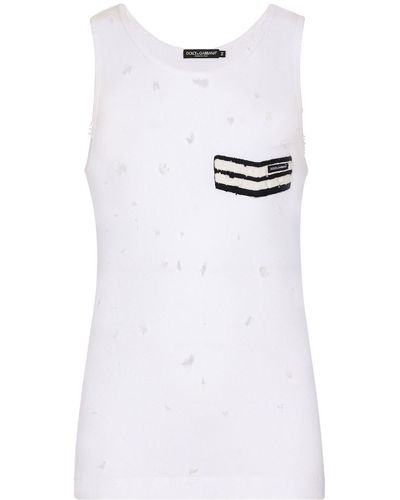 Dolce & Gabbana Trägershirt im Distressed-Look - Weiß