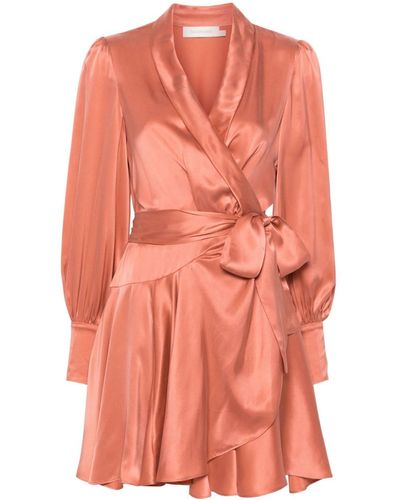 Zimmermann Gewickeltes Minikleid aus Seide - Pink