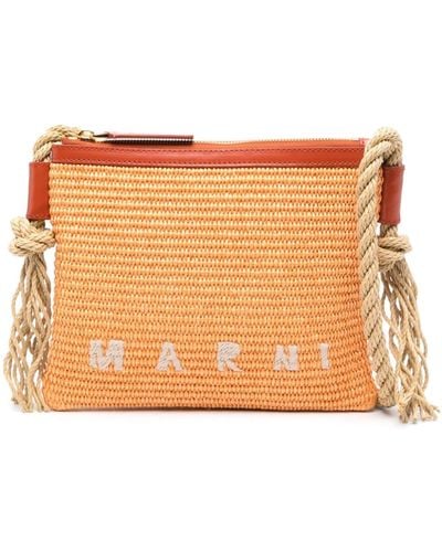 Marni Marcel Summer Raffia Shoulder Bag - Orange