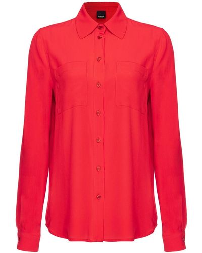 Pinko Camisa con cuello italiano - Rojo