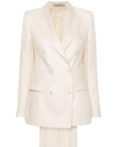Tagliatore Costume en lin à veste à boutonnière croisée - Blanc