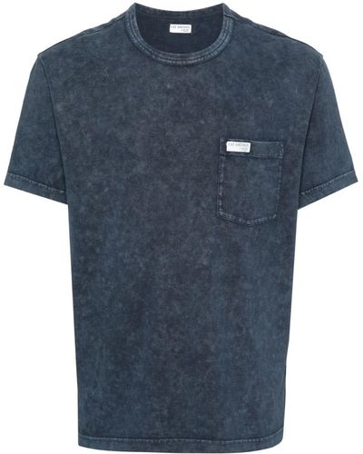 Fay T-shirt Met Logopatch - Blauw
