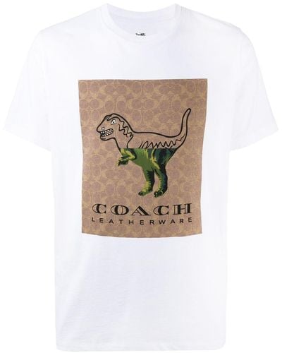 COACH Camiseta con estampado de dinosaurio - Blanco