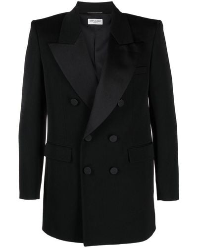 Saint Laurent Double-breasted Wool Tuxedo Jacket - Black
