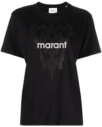 Isabel Marant グリッターロゴ Tシャツ - ブラック