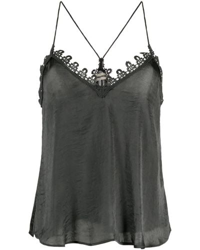 Zadig & Voltaire Lace-up Satin Top - Black