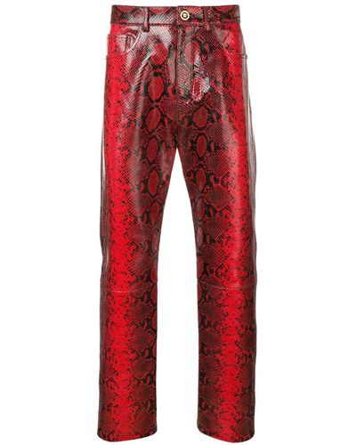 Versace Hose in Schlangenlederoptik - Rot