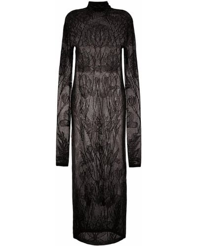 DSquared² Open-knit Long-sleeve Dress - Black