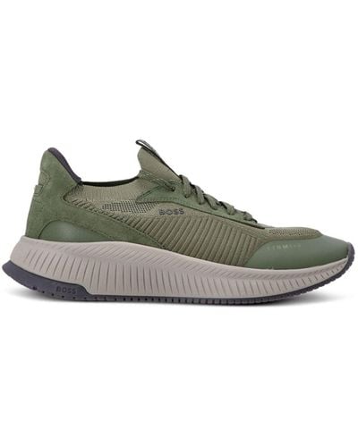 BOSS Knitted Low-top Sneakers - Green