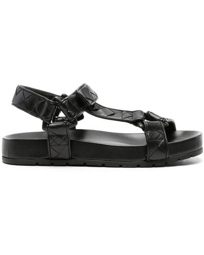 Bottega Veneta Intrecciato Leather Sandals - Zwart