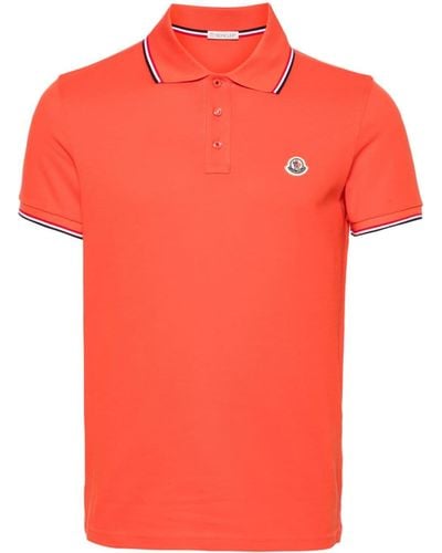 Moncler Pikee-Poloshirt mit Logo-Patch - Orange