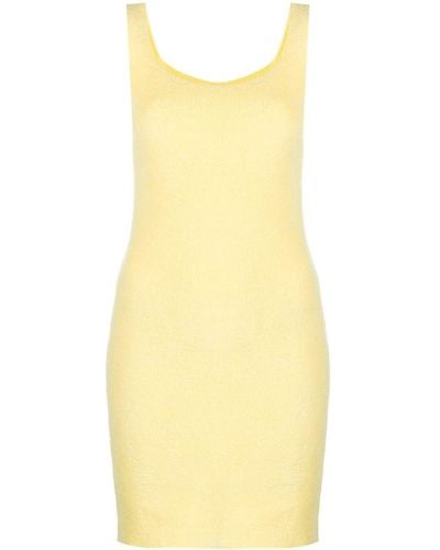 Patou Lemon Yellow Cotton Blend Mini Dress