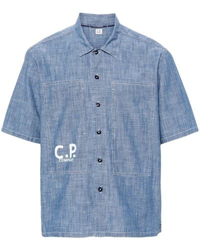 C.P. Company Camisa vaquera con logo estampado - Azul