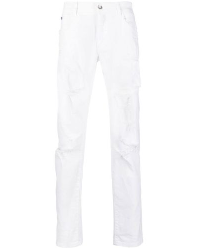 Dolce & Gabbana Distressed-effect Cotton Straight Pants - White