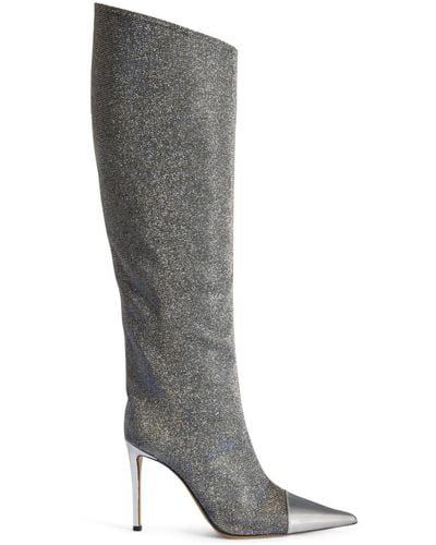 Alexandre Vauthier 105mm Glitter Knee-length Boots - Grey