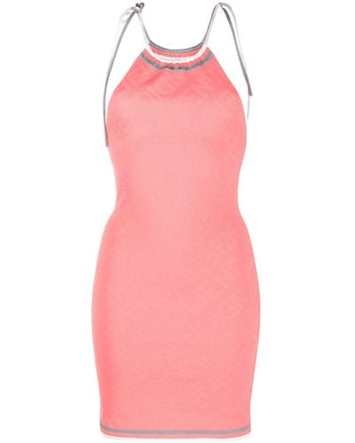 Fendi Halterneck Knitted Dress - Pink