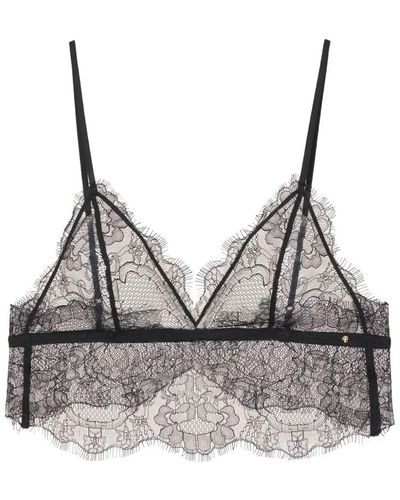 Anine Bing Corpiño Lace con dobladillo festoneado - Gris