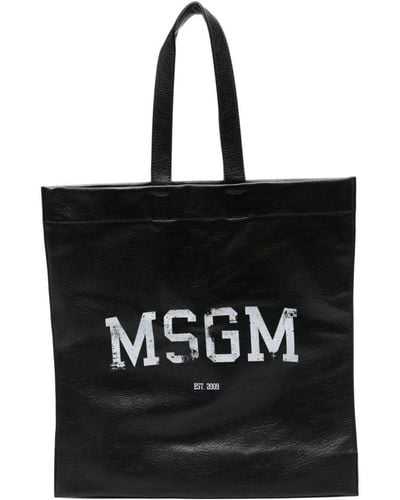 MSGM Handtasche mit Logo-Print - Schwarz