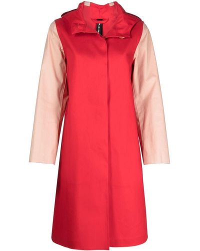 Mackintosh Watten Colour-block Hooded Raincoat - Red
