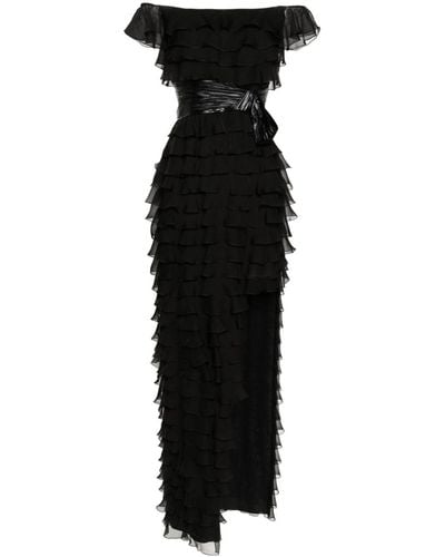 Gemy Maalouf Off-shoulder Ruffled Gown - Black