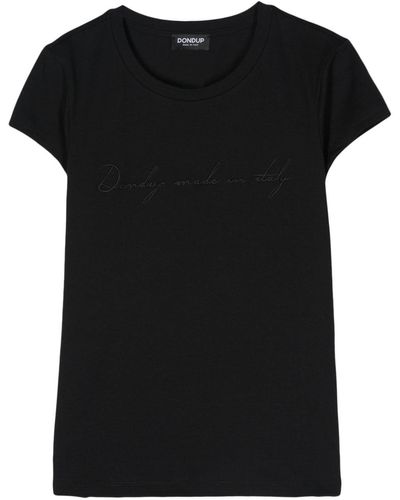 Dondup Camiseta con eslogan bordado - Negro