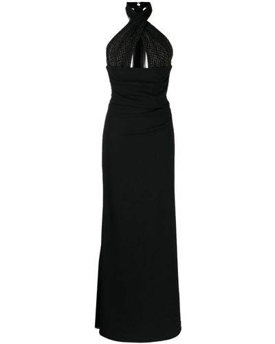 Rachel Gilbert Hayli Halterneck Gown Dress - Black