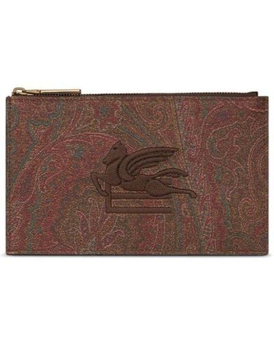 Etro Paisley-print Cotton-blend Wallet - Brown