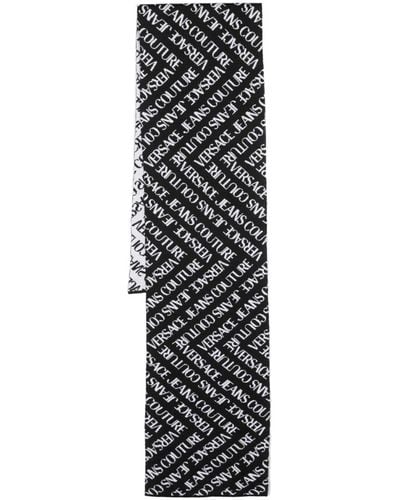 Versace Logo Intarsia-knit Wool-blend Scarf - White