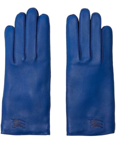 Burberry Ekd-debossed Leather Gloves - Blue