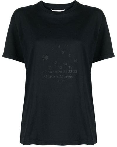 Maison Margiela Numeric Cropped-T-Shirt mit Logo-Print - Schwarz
