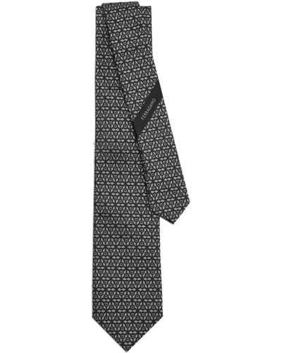 Ferragamo Logo-jacquard silk tie - Negro