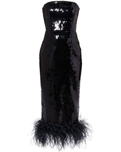 16Arlington Midi-jurk Verfraaid Met Pailletten - Zwart
