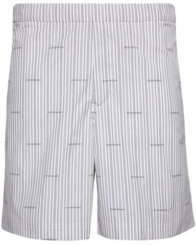 Givenchy Logo-print Striped Cotton Shorts - Blue