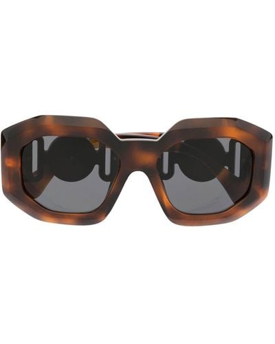 Versace Oversized Tortoiseshell Medusa Sunglasses - Brown