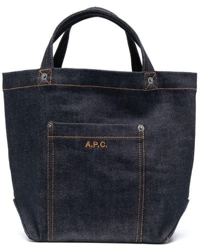 A.P.C. Mini sac cabas Thais à logo embossé - Bleu