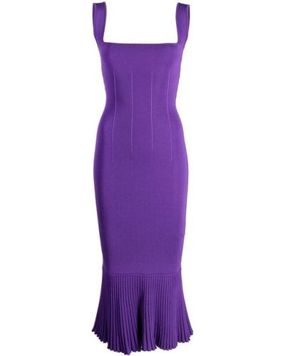 Galvan London Atalanta Ribbed Midi Dress - Purple