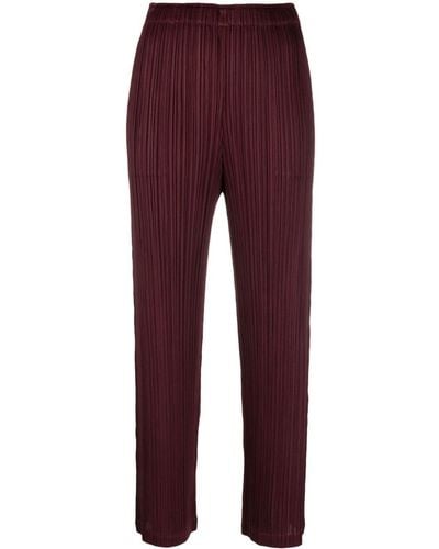 Pleats Please Issey Miyake Monthly Colours October Pleated Trousers - Red