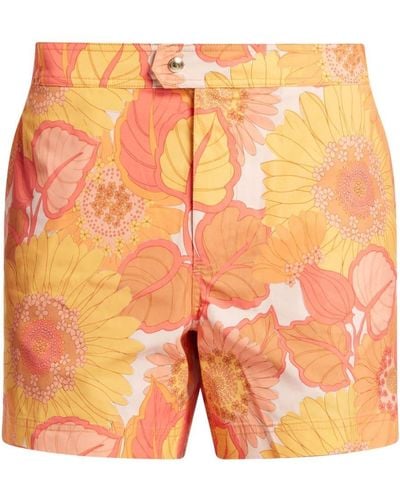 Tom Ford Floral-print Swim Shorts - Orange