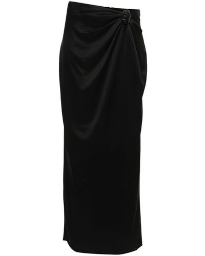 Nanushka Satin Knotted Midi Skirt - Black