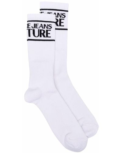 Versace Logo-knit Calf Socks - White