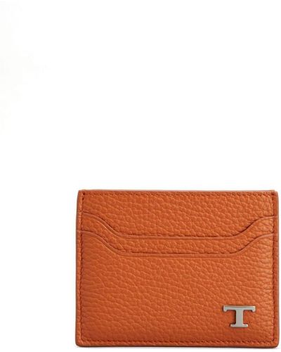 Tod's Logo-plaque Leather Cardholder - Orange