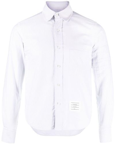 Thom Browne 4-Bar striped Oxford shirt - Blanco