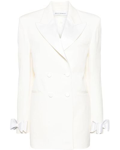 Mach & Mach Bow-embellished Wool Blazer Dress - White