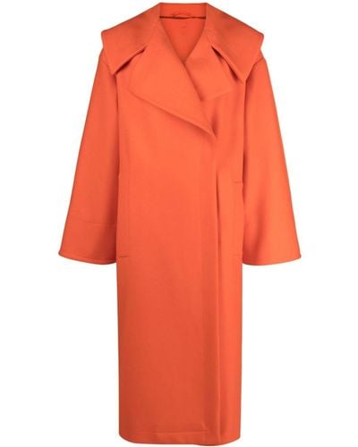 Del Core Wide-lapels Wool-blend Coat - Orange