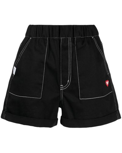 Chocoolate Logo-patch Elasticated-waist Shorts - Black