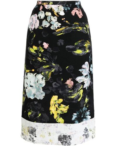 JOSEPH Floral-print Silk Skirt - Black